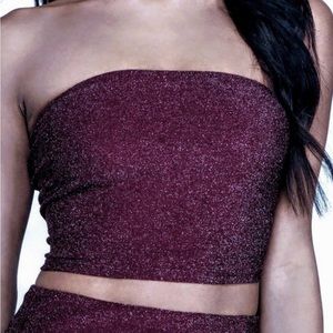 Wild Fable Maroon Metallic Tube Top Sz M